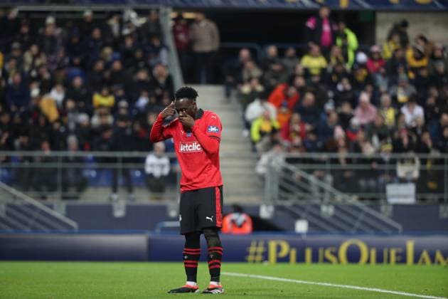 Joie des joueurs de l equipe Rennes apres le but de KALIMUENDO ARNAUD 9 FOOTBALL : Fc Sochaux vs Rennes - Coupe De France - 06 02 2024 ElyxandroCegarra Panoramic 