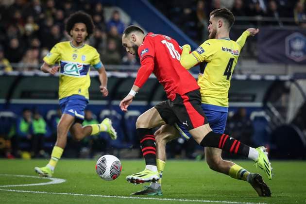 SALAH IBRAHIM 11 FOOTBALL : Fc Sochaux vs Rennes - Coupe De France - 06 02 2024 ElyxandroCegarra Panoramic 