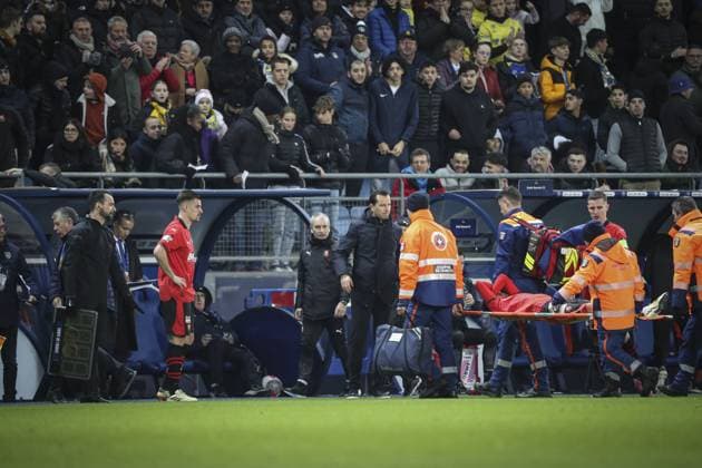 Enzo Le FÃ e 8 blessÃ Le milieu breton se fait mal tout seul derriere la cuisse FOOTBALL : Fc Sochaux vs Rennes - Coupe De France - 06 02 2024 ElyxandroCegarra Panoramic 