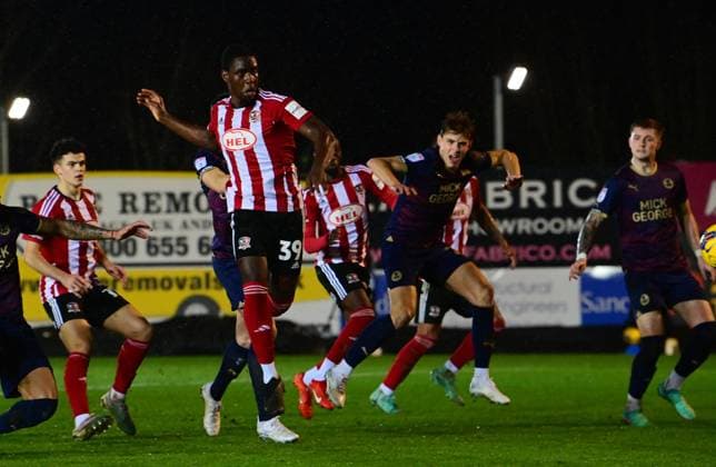 Exeter City v Peterborough United, Exeter, UK - 6 Feb 2024 Goal celebrations for Cheick Diabate of Exeter City during the Sky Bet League 1 Match between Exeter City and Peterborough United at St James Park, Devon on 6 February 2024. Exeter St James Park Devon GBR Copyright: xTomxSandberg PPAUKx PPA-087107