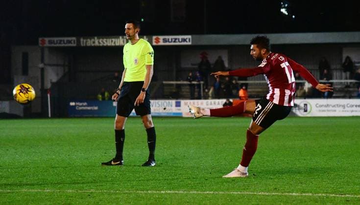 Exeter City v Peterborough United, Exeter, UK - 6 Feb 2024 Goal celebrations for Reece Cole of Exeter City as he scores from a free kick during the Sky Bet League 1 Match between Exeter City and Peterborough United at St James Park, Devon on 6 February 2024. Exeter St James Park Devon GBR Copyright: xIzzyxNinnis PPAUKx PPA-087123