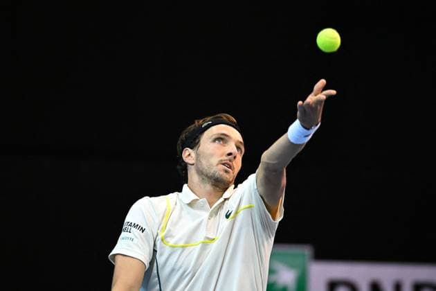 Open 13 Provence - Marseille Arthur Rinderknech (FRA) during his first round match at the Open 13 Provence in Marseille, south of France on February, 6, 2024. Photo by Corinne Dubreuil ABACAPRESS.COM Marseille France  Copyright: xDubreuilxCorinne ABACAx