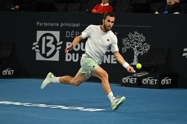Open 13 Provence - Marseille Hugo Gaston (FRA) during his first round match at the Open 13 Provence in Marseille, south of France on February, 6, 2024. Photo by Corinne Dubreuil ABACAPRESS.COM Marseille France  Copyright: xDubreuilxCorinne ABACAx