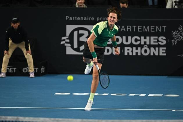Open 13 Provence - Marseille Sebastian Korda (USA) during his first round match at the Open 13 Provence in Marseille, south of France on February, 6, 2024. Photo by Corinne Dubreuil ABACAPRESS.COM Marseille France  Copyright: xDubreuilxCorinne ABACAx