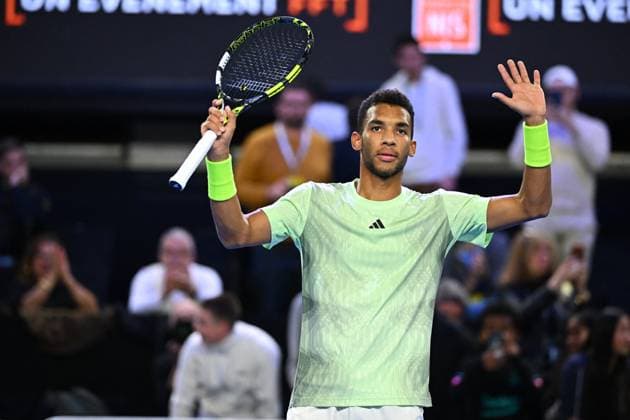Sport Bilder des Tages Open 13 Provence - Marseille Felix Auger-Aliassime (CAN) during his first round match at the Open 13 Provence in Marseille, on February, 7, 2024. Photo by Corinne Dubreuil ABACAPRESS.COM Marseille France  Copyright: xDubreuilxCorinne ABACAx