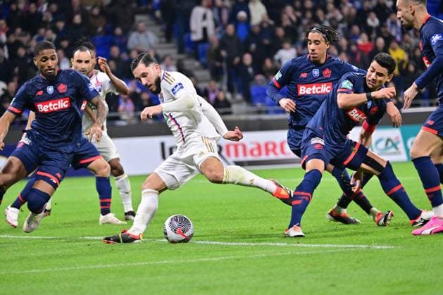 But de Rayan Cherki (lyon) FOOTBALL: Olympique Lyonnais vs Lille Olympique Sporting Club - 8e Coupe de France - 07 02 2024 FredericChambert Panoramic 
