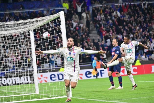 Joie de Rayan Cherki (lyon) FOOTBALL: Olympique Lyonnais vs Lille Olympique Sporting Club - 8e Coupe de France - 07 02 2024 FredericChambert Panoramic 