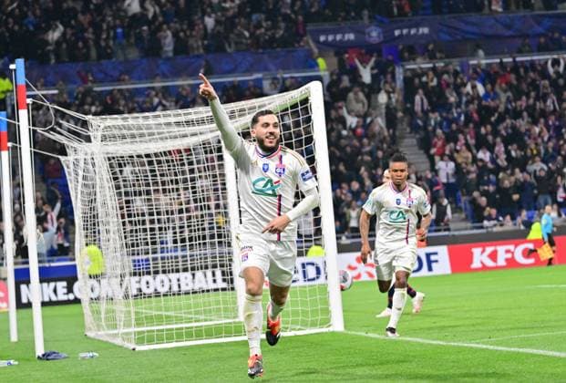 Joie de Rayan Cherki (lyon) FOOTBALL: Olympique Lyonnais vs Lille Olympique Sporting Club - 8e Coupe de France - 07 02 2024 FredericChambert Panoramic 