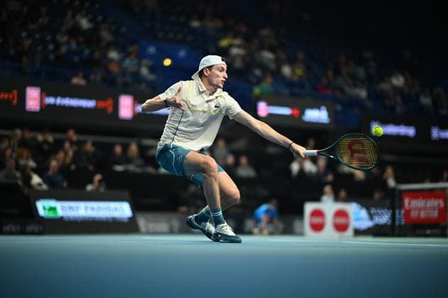 Open 13 Provence - Marseille Ugo Humbert (FRA) during his first round match at the Open 13 Provence in Marseille, France on February, 7, 2024. Photo by Corinne Dubreuil ABACAPRESS.COM Marseille France  Copyright: xDubreuilxCorinne ABACAx