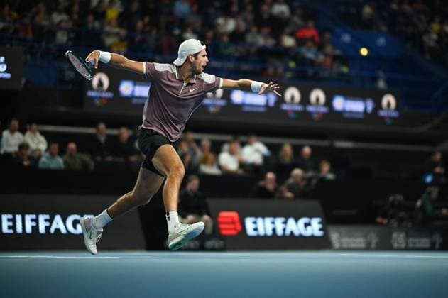 Sport Bilder des Tages Open 13 Provence - Marseille Karen Khachanov (RUS) during his first round match at the Open 13 Provence in Marseille, France on February, 7, 2024. Photo by Corinne Dubreuil ABACAPRESS.COM Marseille France  Copyright: xDubreuilxCorinne ABACAx