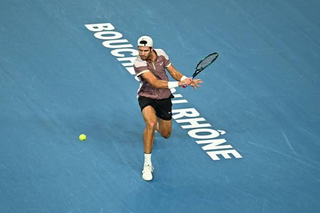 Open 13 Provence - Marseille Karen Khachanov (RUS) during his first round match at the Open 13 Provence in Marseille, France on February, 7, 2024. Photo by Corinne Dubreuil ABACAPRESS.COM Marseille France  Copyright: xDubreuilxCorinne ABACAx