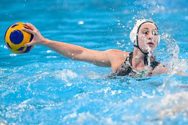 Claudia Roberta Marletta of Italy during the Water polo, Wasserball women match between team Italy (white caps) and team Canada (blue caps) of the 21st World Aquatics Championships at the Aspire Dome in Doha (Qatar), February 8, 2024. GiorgioXScala