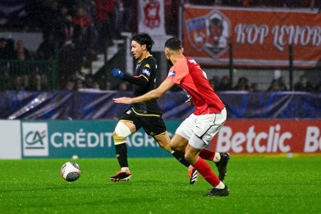Minamino Takumi ( 10 - Monaco ) during the French Cup match between FC Rouen Metropole and AS Monaco at Stade Robert Diochon on February 08, 2024 in Rouen, France. ( Photo by federico pestellini panoramic ) - FOOTBALL : Rouen vs Monaco - Coupe de France - 08 02 2024 FedericoPestellini Panoramic 