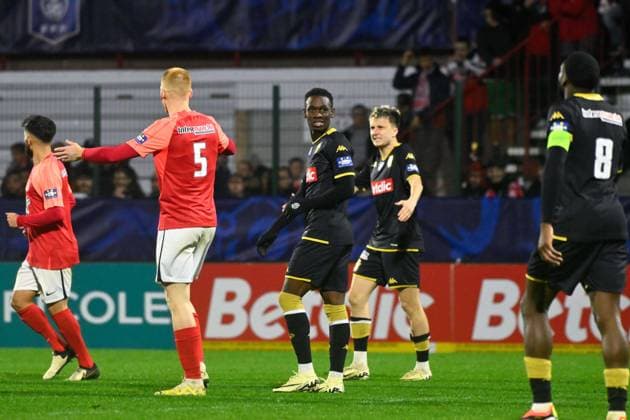 Balogun Folarin ( 9 - Monaco ) looks dejected during the French Cup match between FC Rouen Metropole and AS Monaco at Stade Robert Diochon on February 08, 2024 in Rouen, France. ( Photo by federico pestellini panoramic ) - FOOTBALL : Rouen vs Monaco - Coupe de France - 08 02 2024 FedericoPestellini Panoramic 