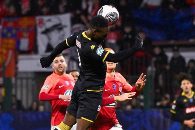 Balogun Folarin ( 9 - Monaco ) during the French Cup match between FC Rouen Metropole and AS Monaco at Stade Robert Diochon on February 08, 2024 in Rouen, France. ( Photo by federico pestellini panoramic ) - FOOTBALL : Rouen vs Monaco - Coupe de France - 08 02 2024 FedericoPestellini Panoramic 