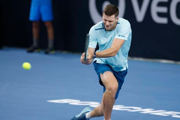 TENNIS OPEN 13 PHOTOPQR LA PROVENCE PENNANT Franck ; Marseille ; 09 02 2024 ; Tennis : OPEN 13 Provence 2024 au Palais des sports de Marseille Match Hubert HURKACZ (POL) (photo) vs Tomas MACHAC (CZE) Marseille Marseille France  Copyright: xPHOTOPQR LAxPROVENCE MAXPPPxPENNANTxFranckx 20240209PVL5658 20240209PVL5658