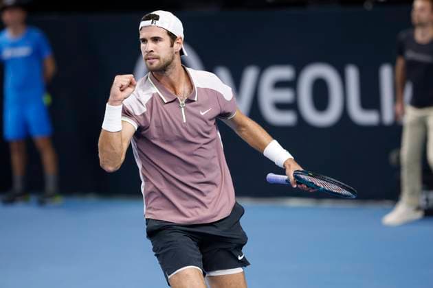 TENNIS OPEN 13 PHOTOPQR LA PROVENCE PENNANT Franck ; Marseille ; 09 02 2024 ; Tennis : OPEN 13 Provence 2024 au Palais des sports de Marseille Match Zhizhen ZHANG (CHN) vs Karen KHACANOV (photo)