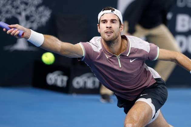 TENNIS OPEN 13 PHOTOPQR LA PROVENCE PENNANT Franck ; Marseille ; 09 02 2024 ; Tennis : OPEN 13 Provence 2024 au Palais des sports de Marseille Match Zhizhen ZHANG (CHN) vs Karen KHACANOV (photo)