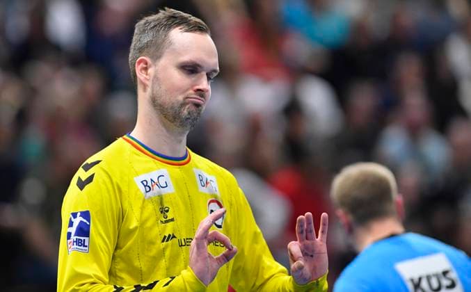 9.2.2024, Hamms Torwart Felix Hertlein, Handball, 2. Bundesliga, HC Elbflorenz Dresden - ASV Hamm-Westfalen, (c) Dresden Deutschland