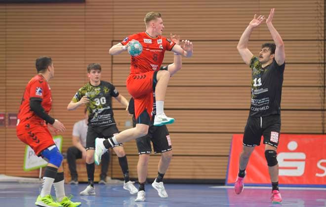 9.2.2024, Hamms Nico Schöttle wirft, Handball, 2. Bundesliga, HC Elbflorenz Dresden - ASV Hamm-Westfalen, (c) Dresden Deutschland