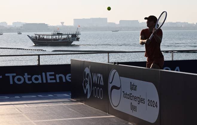 Qatar TotalEnergies Open 2024 Iga Swiatek (POL) at the Photostand at Mia Park Doha