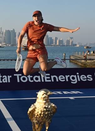 Qatar TotalEnergies Open 2024 Iga Swiatek (POL) at the Photostand at Mia Park Doha