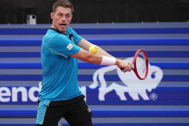 February 10, 2024, Dallas, Texas, United States: February 10, 2024, Dallas, Texas, United States: Neal Skupski (GBR) hits a backhand in men s doubles quarter final match during the Dallas Open at the Styslinger ALTEC Tennis Center on the campus of Southern Methodist University. on February 10, 2024 in Dallas, Texas, United States. Dallas United States - ZUMAe321 20240210_zsa_e321_009 Copyright: xJavierxVicenciox xEyepixxGroupx