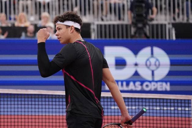 February 10, 2024, Dallas, Texas, United States: February 10, 2024, Dallas, Texas, United States: Ben Shelton (USA) reacts to a point against Tommy Paul (USA) in men s Singles quarter final match during the Dallas Open at the Styslinger ALTEC Tennis Center on the campus of Southern Methodist University. on Wednesday February 10, 2024 in Dallas, Texas, United States. Dallas United States - ZUMAe321 20240210_zsa_e321_015 Copyright: xJavierxVicenciox xEyepixxGroupx