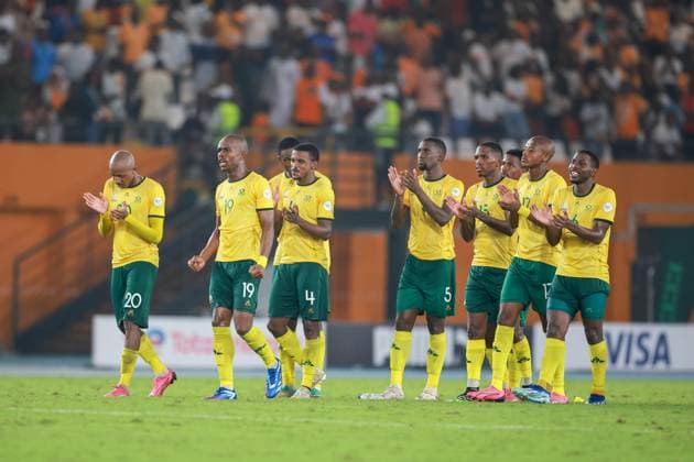 ABIDJAN, COTE D IVOIRE - FEBRUARY 10; South Africa during the TotalEnergies Caf Africa Cup of Nations (Afcon 2023) Third Place match between South Africa and Congo Dr at Stade Felix Houphouet-Boigny on February 10, 2024 in Abidjan, Cote d Ivore. Photo by Didier Lefa Copyright: xx
