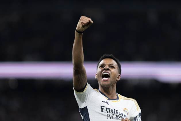 Sport Themen der Woche KW06 February 10, 2024, Madrid, Spain: Rodrygo Goes of Real Madrid celebrates a goal during the LaLiga EA Sports 2023-2024 football match between Real Madrid CF and Girona FC at Santiago Bernabeu stadium. Final score: Real Madrid CF 4-0 Girona FC. Madrid Spain - ZUMAs197 20240210_aaa_s197_365 Copyright: xGuillermoxMartinezx