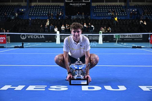 Open 13 Provence - Marseille Ugo Humbert (FRA) wins the final round match at the Open 13 Provence in Marseille, on February, 11, 2024. Photo by Corinne Dubreuil ABACAPRESS.COM Marseille France  Copyright: xDubreuilxCorinne ABACAx