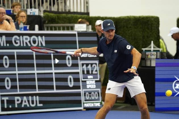 February 11, 2024, Dallas, Texas, USA: Dallas, Texas, USA: American tennis player Tommy Paul in action during the championship game of the Dallas Open at the Styslinger ALTEC Tennis Center on the campus of Southern Methodist University on Saturday February 10, 2024. Dallas USA - ZUMAv131 20240211_znp_v131_007 Copyright: xJavierxVicenciox