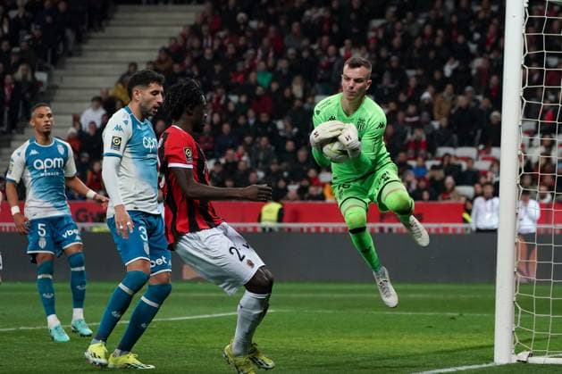 Philipp Köhn (AS Monaco) FOOTBALL : OGC Nice vs AS Monaco - Ligue 1 Uber Eats - Nice - 11 02 2024 NorbertScanella Panoramic 