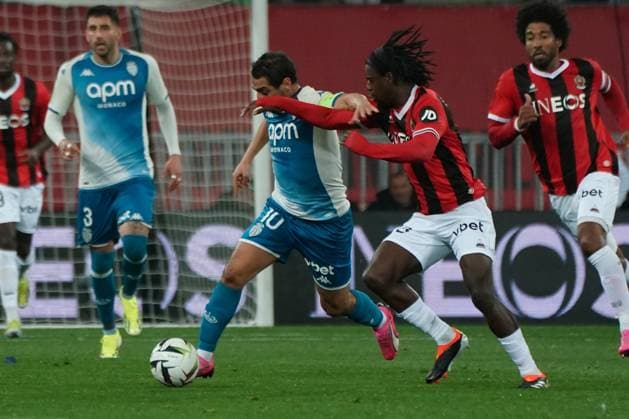 Wissam Ben Yedder (AS Monaco) - Jordan Lotomba (OGC Nice) FOOTBALL : OGC Nice vs AS Monaco - Ligue 1 Uber Eats - Nice - 11 02 2024 NorbertScanella Panoramic 