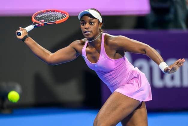 Qatar TotalEnergies Open - Day 1 Sloane Stephens of the US is in action during her first-round match against Sorana Cirstea of Romania at the WTA, Tennis Damen 1000-Qatar TotalEnergies Open tennis tournament at the Khalifa International Tennis Complex in Doha, Qatar, on February 11, 2024. DOHA Qatar  Copyright: xNoushadxThekkayilx originalFilename:varittyakkal-wta1000q240212_npNlF.jpg