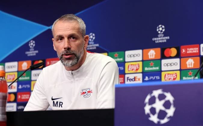 RB Leipzig Pressekonferenz Champions League Leipzig, 12.02.2024, RB Akademie, Champions League, Achtelfinale , RB Leipzig - Pressekonferenz am Vortag von RBLeipzig v. Real Madrid , Im Bild: Trainer Marco Rose (RB Leipzig) ,