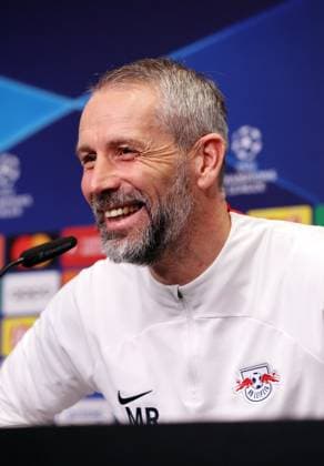 RB Leipzig Pressekonferenz Champions League Leipzig, 12.02.2024, RB Akademie, Champions League, Achtelfinale , RB Leipzig - Pressekonferenz am Vortag von RBLeipzig v. Real Madrid , Im Bild: Trainer Marco Rose (RB Leipzig) ,
