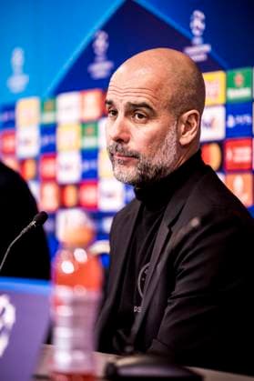 Manchester City press conference, PK, Pressekonferenz ahaed of UEFA Champions League clash in Copnhagen, Denmark Copenhagen, Denmark. 12th, February 2024. Head coach Pep Guardiola of Manchester City seen at the press conference ahead of the UEFA Champions League match between FC Copenhagen and Manchester City at Parken in Copenhagen. Copenhagen Denmark  Copyright: xGonzalesxPhoto LassexLagonix