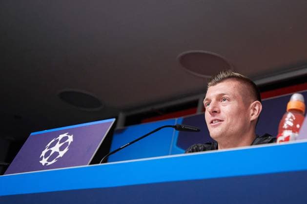 Real Madrid s training and press conference, PK, Pressekonferenz in Leipzig - 12 Feb 2024 Toni Kroos of Real Madrid attends a press conference on the eve of the UEFA Champions League round of 16, first-leg football match between RB Leipzig and Real Madrid CF in the Red Bull Arena. Leipzig Germany Copyright: xFedericoxTitonex xSOPAxImagesx FTITONE_0016