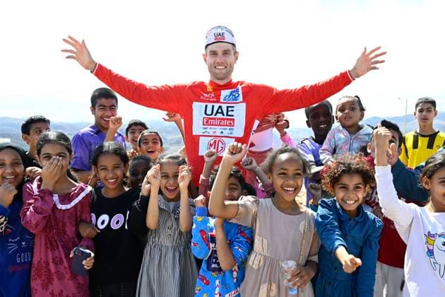 Bilder des Jahres 2024, Sport 02 Feburar Sport Themen der Woche KW07 Sport Bilder des Tages Tour Of Oman 2024 - 13 02 2024 MUSCAT, OMAN - FEBRUARY 13 : Fisher-Black Finn (NZL) of UAE Team Emirates pictured after stage 4 of the 13th edition of the 2024 Tour of Oman UCI Asia Tour Pro Series cycling race, due to the exceptional weather conditions a shorter and safer stage of 104 kms with start in Fanja and finish in Yitti Hills on February 13, 2024 in Muscat, Oman, 13 02 2024 ( Motordriver Guy De Vuyst - Muscat Oman  Copyright: xVincentxKalutx
