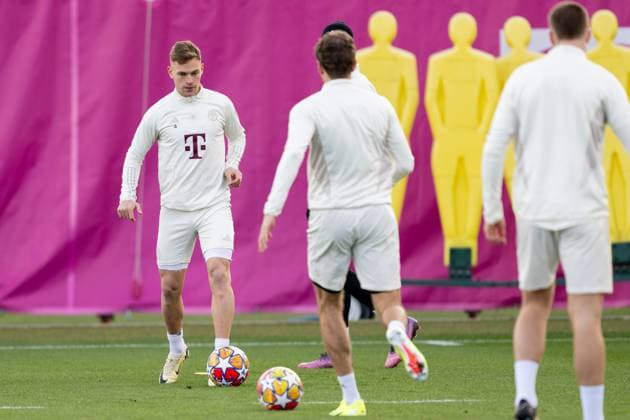 Joshua Kimmich 6 (FC Bayern Muenchen), Abschlusstraining vor dem Champions League-Spiel, Achtelfinale Hinspiel gegen Lazio Rom, Saison 2023 2024 an der Saebener Strasse. 13.02.2024 DFB regulations prohibit any use of photographs as image sequences and or quasi-video Muenchen Bayern Deutschland