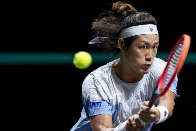 ROTTERDAM - Zhizhen Zhang (CHN) in action against Alexander Shevchenko (KAZ) during the second day of the ABN AMRO Open tennis tournament in Ahoy. ANP SANDER KONING ABN AMRO Open 2024 xVIxANPxSportx xxANPxIVx 491020962 originalFilename: 491020962.jpg