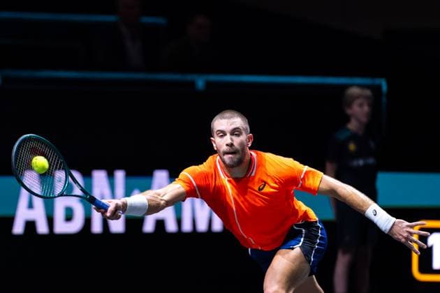 2024-02-13 ABN AMRO Open 2024 - Day 2 ROTTERDAM, NETHERLANDS - FEBRUARY 13: Borna Coric of Croatia during Day 2 of the ABN AMRO Open 2024 at Ahoy on February 13, 2024 in Rotterdam, Netherlands. (Photo by Joris Verwijst BSR Agency) Rotterdam Netherlands Content not available for redistribution in The Netherlands directly or indirectly through any third parties. Copyright: xBSRxAgencyx
