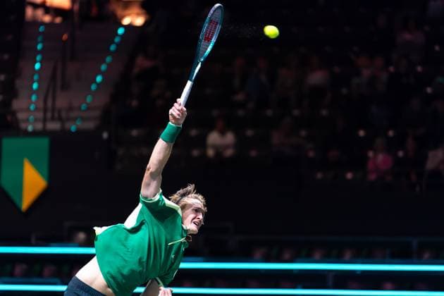 2024-02-13 ABN AMRO Open 2024 - Day 2 ROTTERDAM, NETHERLANDS - FEBRUARY 13: Sebastian Korda of USA during Day 2 of the ABN AMRO Open 2024 at Ahoy on February 13, 2024 in Rotterdam, Netherlands. (Photo by Joris Verwijst BSR Agency) Rotterdam Netherlands Content not available for redistribution in The Netherlands directly or indirectly through any third parties. Copyright: xBSRxAgencyx