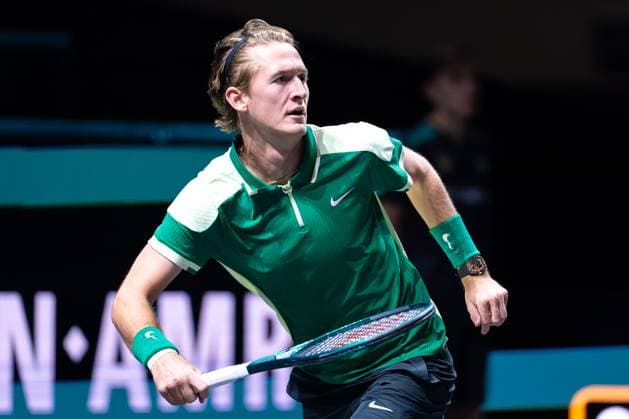 2024-02-13 ABN AMRO Open 2024 - Day 2 ROTTERDAM, NETHERLANDS - FEBRUARY 13: Sebastian Korda of USA during Day 2 of the ABN AMRO Open 2024 at Ahoy on February 13, 2024 in Rotterdam, Netherlands. (Photo by Joris Verwijst BSR Agency) Rotterdam Netherlands Content not available for redistribution in The Netherlands directly or indirectly through any third parties. Copyright: xBSRxAgencyx