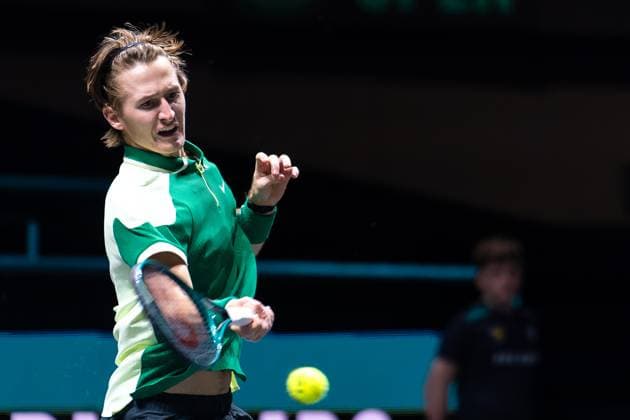 2024-02-13 ABN AMRO Open 2024 - Day 2 ROTTERDAM, NETHERLANDS - FEBRUARY 13: Sebastian Korda of USA during Day 2 of the ABN AMRO Open 2024 at Ahoy on February 13, 2024 in Rotterdam, Netherlands. (Photo by Joris Verwijst BSR Agency) Rotterdam Netherlands Content not available for redistribution in The Netherlands directly or indirectly through any third parties. Copyright: xBSRxAgencyx