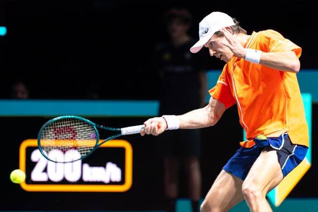 2024-02-13 ABN AMRO Open 2024 - Day 2 ROTTERDAM, NETHERLANDS - FEBRUARY 13: Alex de Minaur of Australia during Day 2 of the ABN AMRO Open 2024 at Ahoy on February 13, 2024 in Rotterdam, Netherlands. (Photo by Joris Verwijst BSR Agency) Rotterdam Netherlands Content not available for redistribution in The Netherlands directly or indirectly through any third parties. Copyright: xBSRxAgencyx de Minaur of Australia during Day 2 of the ABN AMRO Open 2024 at Ahoy on February 13, 2024 in Rotterdam, Netherlands. (Photo by Joris Verwijst BSR Agency) Rotterdam Netherlands Content not available for redistribution in The Netherlands directly or indirectly through any third parties. Copyright: xJorisxVerwijstx