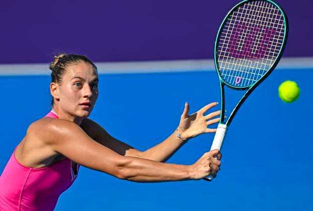 Qatar TotalEnergies Open - Day 3 Marta Kostyuk of Ukraine is in action during her second-round match against Anastasia Pavlyuchenkova at the WTA, Tennis Damen 1000-Qatar TotalEnergies Open tennis tournament at the Khalifa International Tennis Complex in Doha, Qatar, on February 13, 2024. DOHA Qatar  Copyright: xNoushadxThekkayilx originalFilename:varittyakkal-qatartot240213_npXYh.jpg