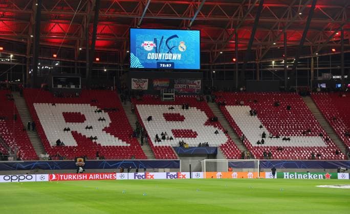 RB Leipzig - Real Madrid Champions League Leipzig, 13.02.2024, Red Bull Arena, Fussball, UEFA Champions League, Achtelfinale , RB Leipzig vs. Real Madrid , Im Bild: Stadionansicht vor dem Spiel. , Only editorial use. , UEFA regulations prohibit any use of photographs as image sequences and or quasi-video ,