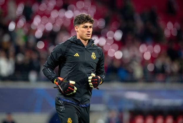 Fussball, Herren, Saison 2023 2024, UEFA Champions League (Achtelfinale, Hinspiel), RB Leipzig - Real Madrid, Torhüter Kepa Arrizabalaga (Real Madrid), 13.02. 2024, Copyright: xSebastianxRäppold MatthiasxKochx